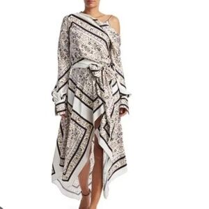 Johnathan Simkhai Scarf White Patterned Off The Shoulder Maxi Dress